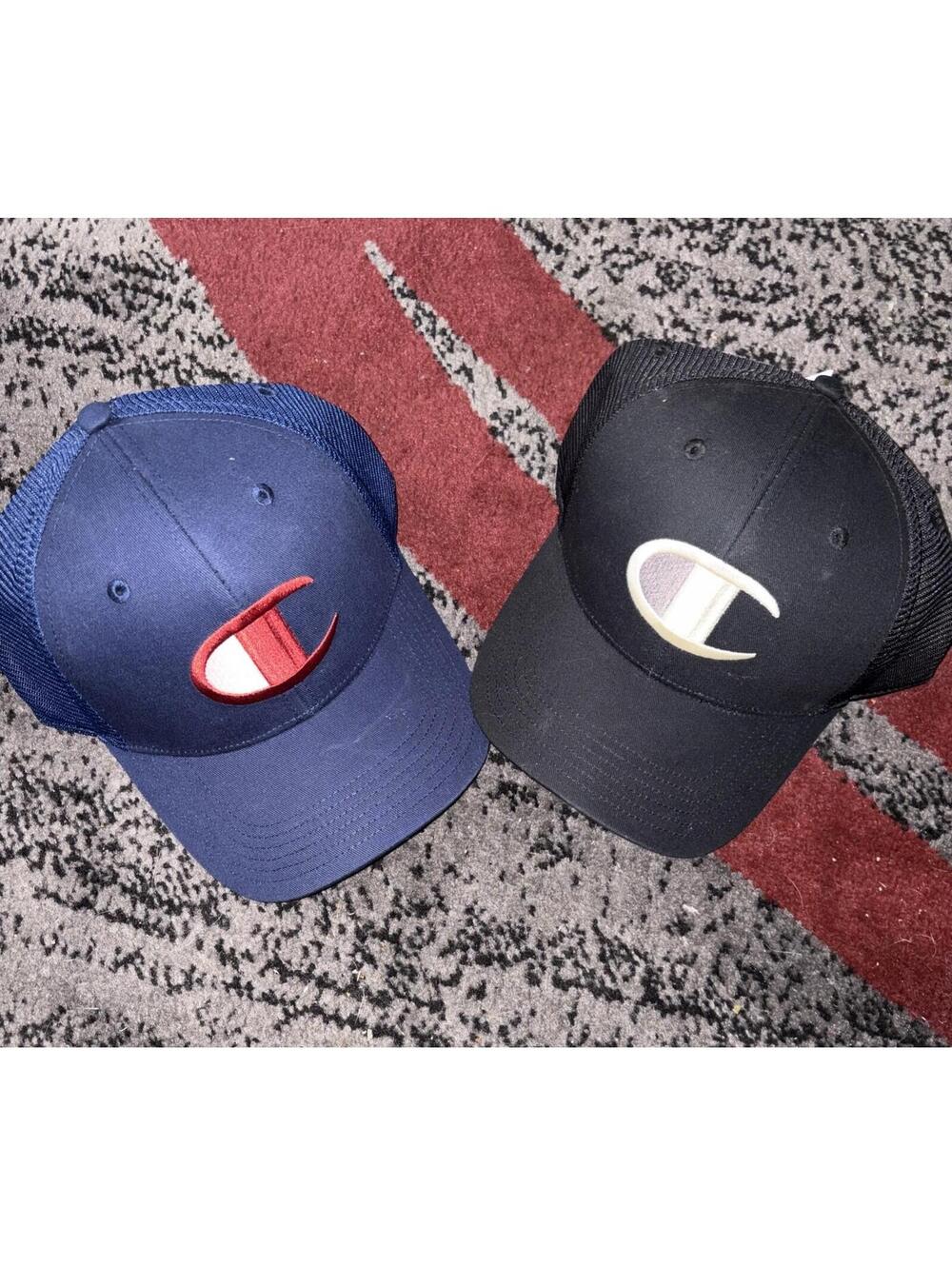 (1) Dark Blue & (1) Black Champion Baseball Hats Adjustable Breathable Cap NWTS